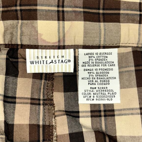 Y2k White Stag Plaid Skort Belted Brown Cream Size 10 Vintage Trashy Y2k Grunge - Picture 3 of 3